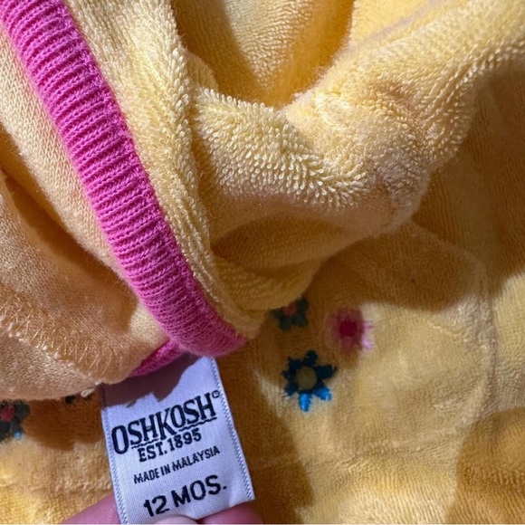 Vintage Yellow OshKosh hooded terry cloth cover up with ruffles and flowers - Picture 4 of 4